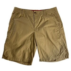 Columbia Flat Front Shorts Khaki Cotton Relaxed Casual Outdoor 34x10